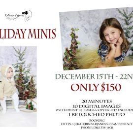 Holiday photography sessions and Christmas portraits for kids