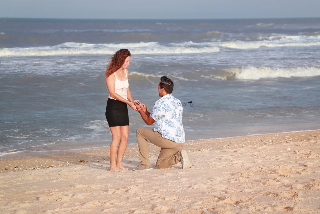 Proposing on the beach at Washington Oaks Gardens.